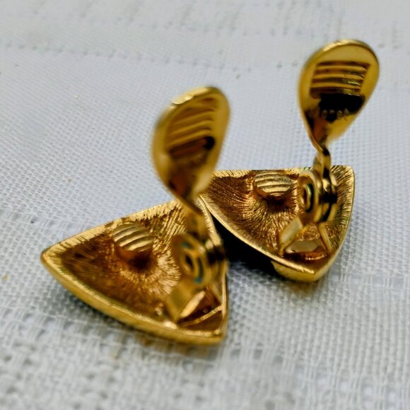 Monet earring clip on art deco enamel vintage - Picture 5 of 6